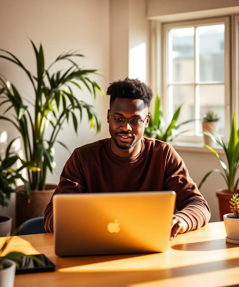 Emmanuel Truce, CEO of Trucec Media, at his workspace